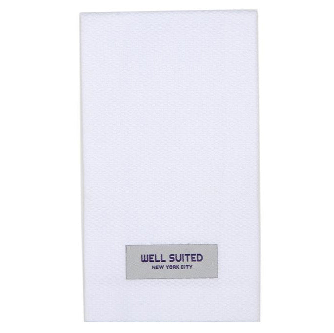 A White Cotton Straight Fold Pocket Square-Pocket Square-WELL SUITED NYC-Well Suited NYC