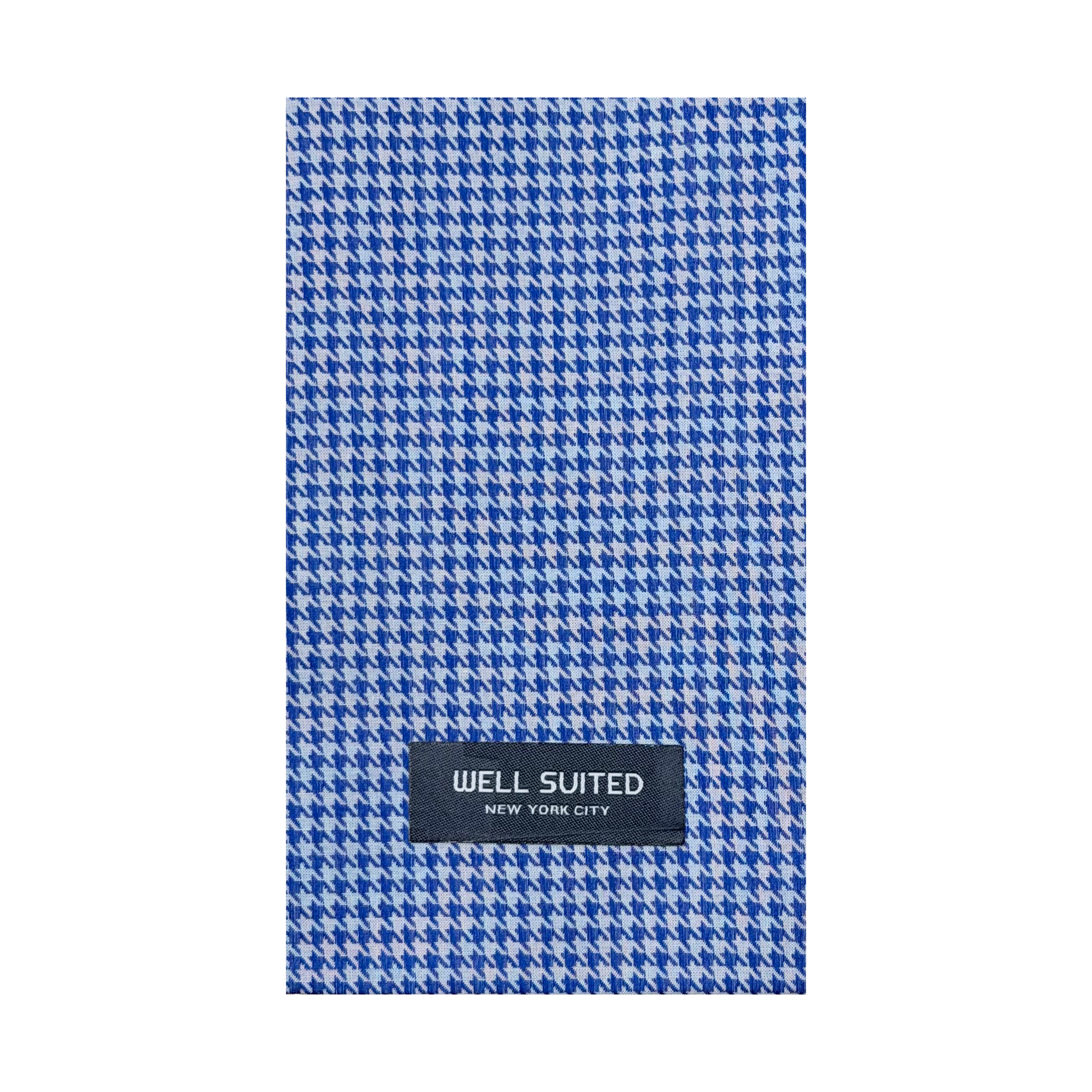 Blue Houndstooth Straight Fold Pocket Square-Pocket Square-Well Suited-Well Suited NYC