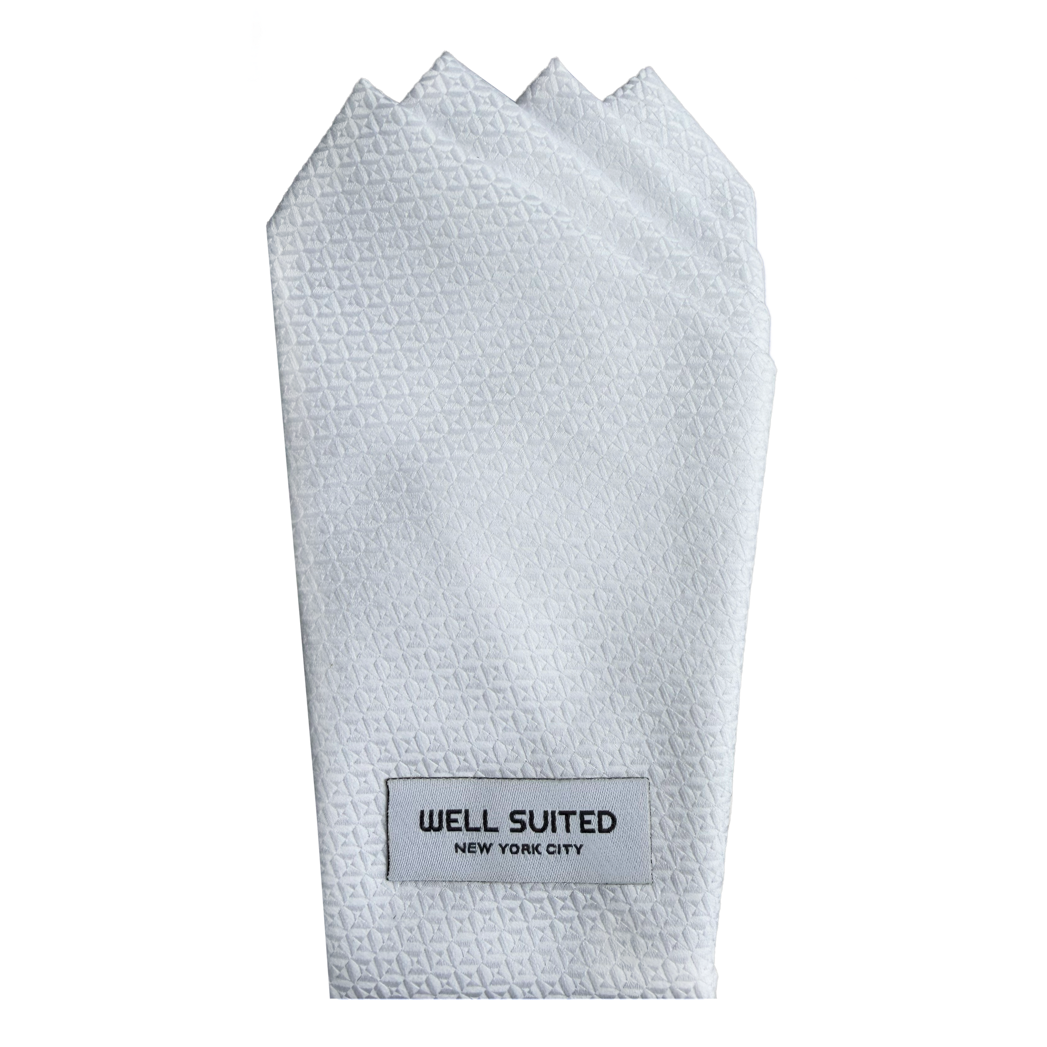 Diamond White Four Point Pocket Square-Pocket Square-Well Suited-Well Suited NYC