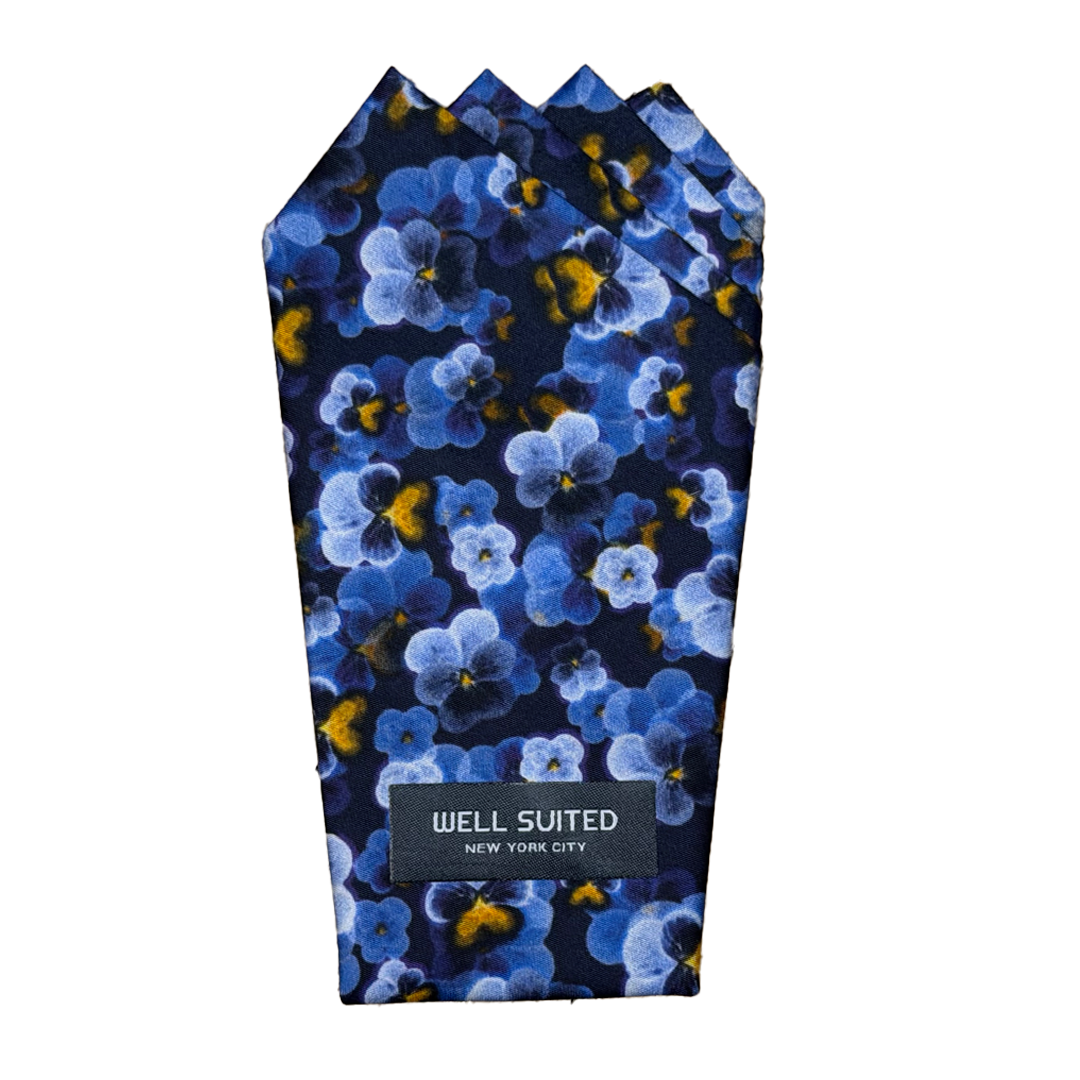 Floral 4 Point Fold Pocket Square-Pocket Square-Well Suited -Well Suited NYC