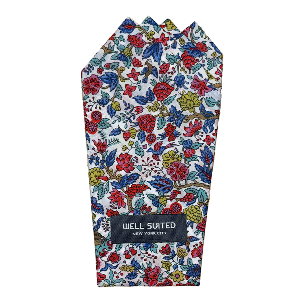Floral Liberty 4 Point Pocket Square-Pocket Square-Well Suited -Well Suited NYC