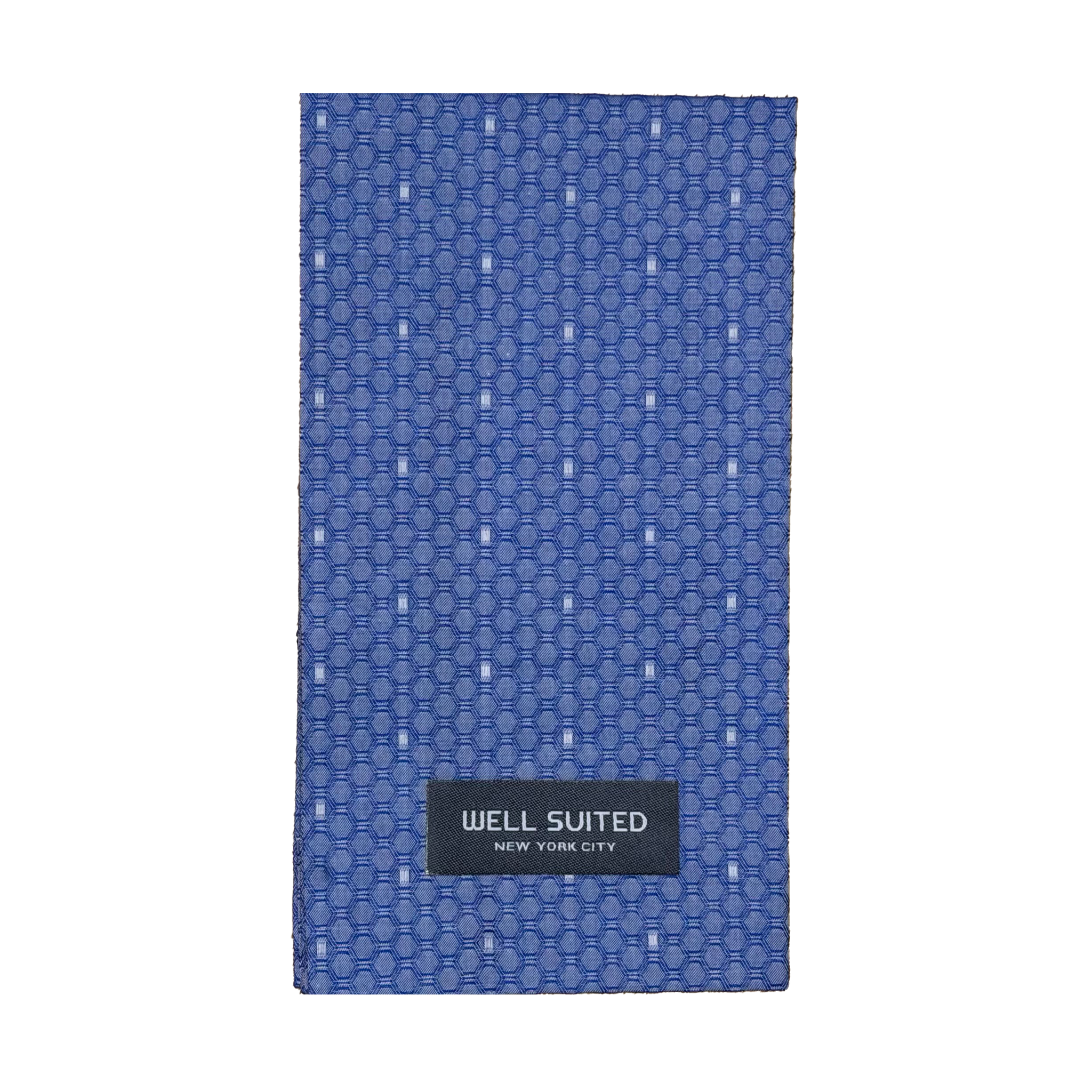 Honeycomb Blue Straight Fold Pocket Square-Pocket Square-Well Suited-Well Suited NYC