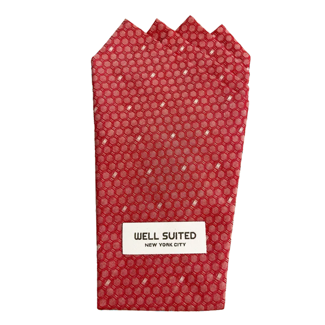 Honeycomb Red 4 Point Pocket Square-Pocket Square-Well Suited-Well Suited NYC