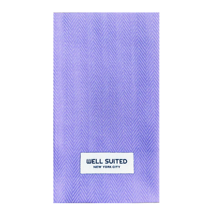 Lavender Herringbone Straight Fold Pocket Square-Pocket Square-Well Suited -Well Suited NYC
