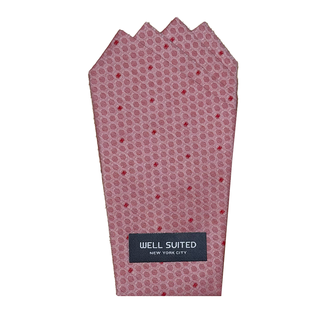 Light Red Dot 4 Point Pocket Square-Pocket Square-Well Suited-Well Suited NYC