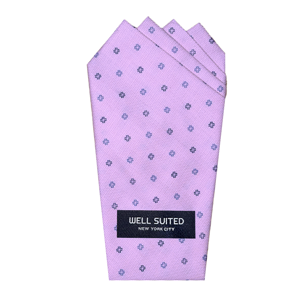 Lilac Pattern 4 Point Pocket Square-Pocket Square-Well Suited NYC-Well Suited NYC