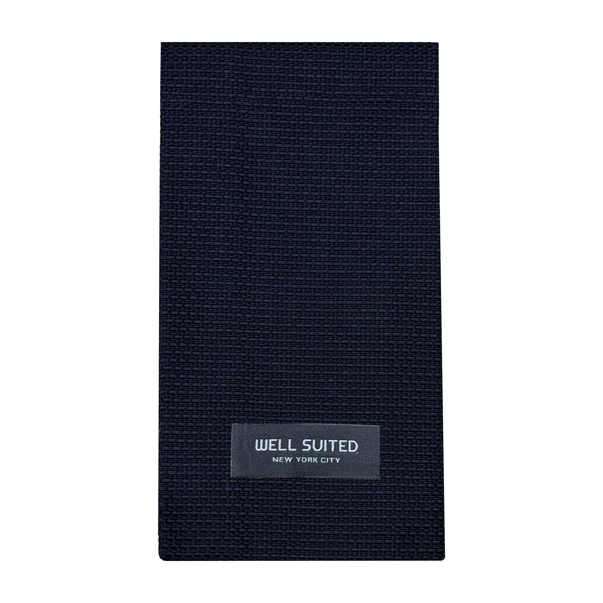 Navy Pique Cotton Straight Fold Pocket Square-Pocket Square-WELL SUITED NYC-Well Suited NYC