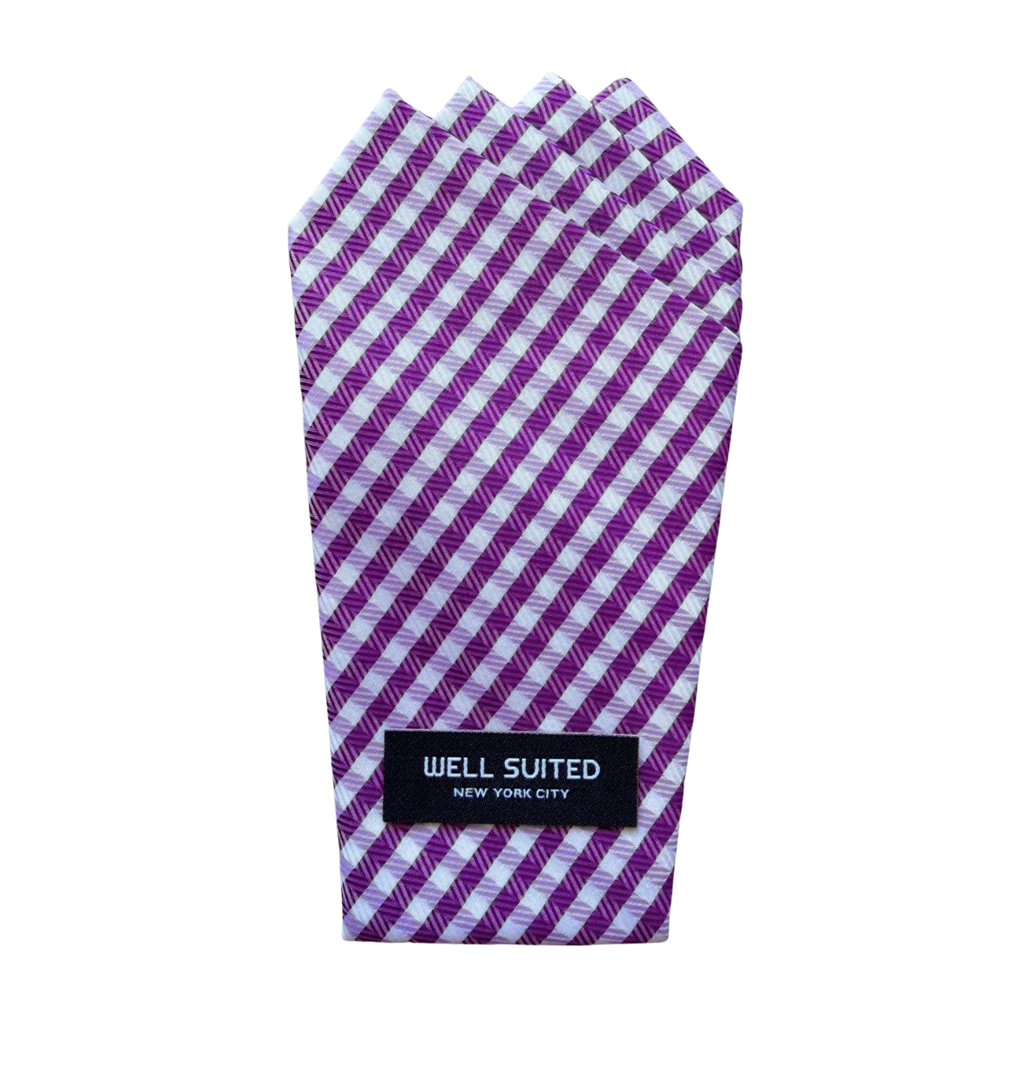Purple Check Four Point Fold-Pocket Square-Well Suited -Well Suited NYC