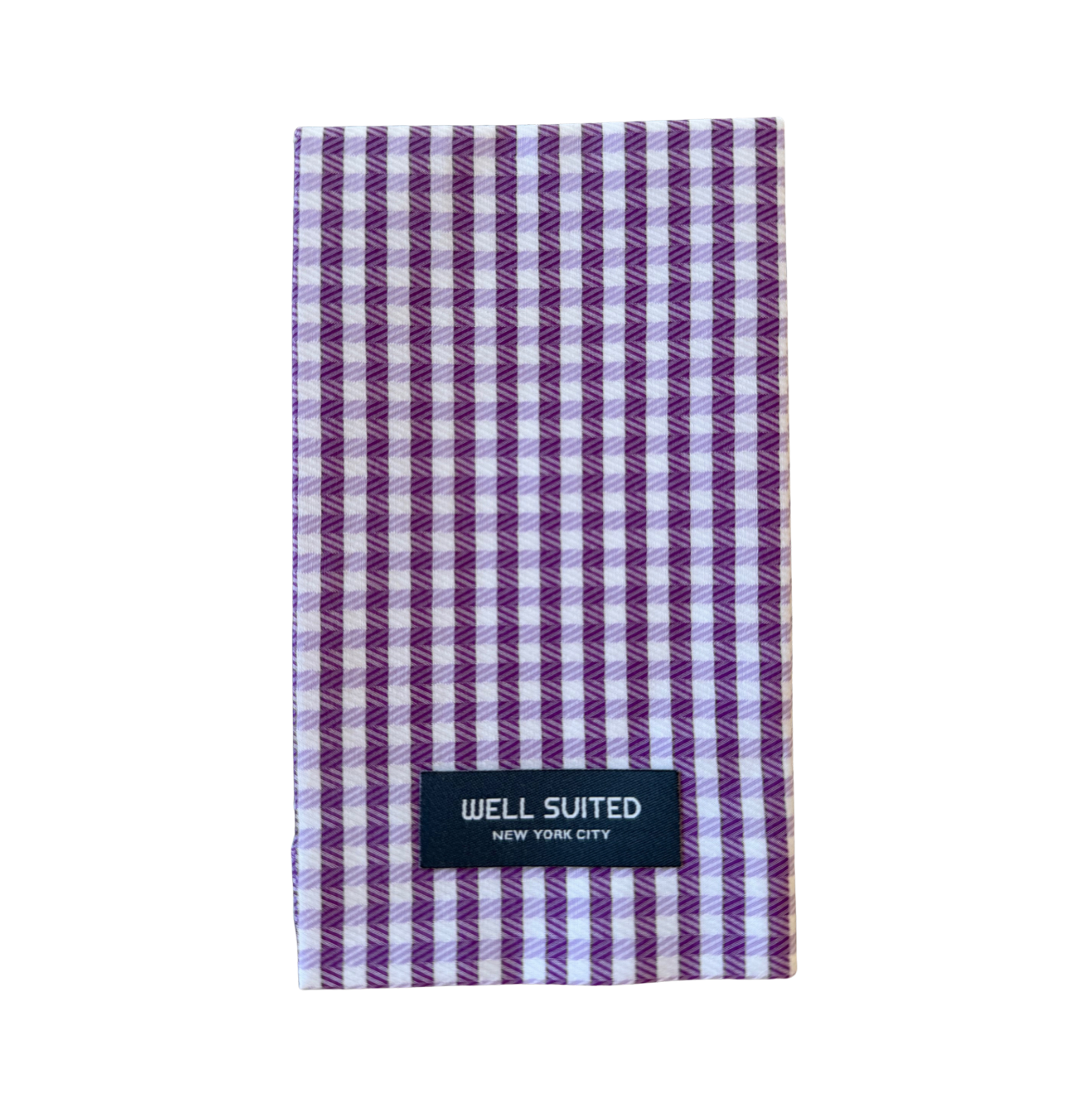 Purple Check Straight Fold Pocket Square-Pocket Square-Well Suited-Well Suited NYC