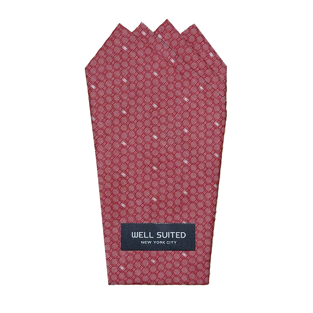 Red Honeycomb 4 Point Pocket Square-Pocket Square-Well Suited-Well Suited NYC