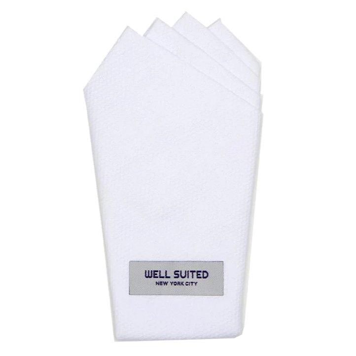 White Cotton 4 Point Fold Pocket Square-Pocket Square-Well Suited -Well Suited NYC