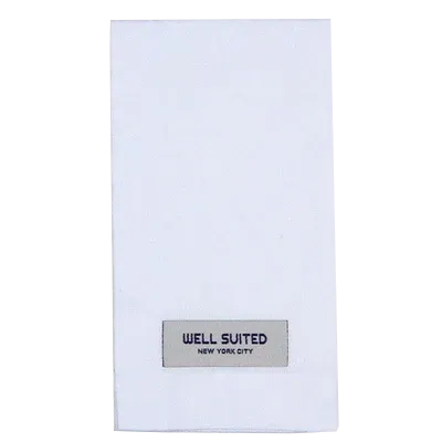White Design Straight Fold Pocket Square-Pocket Square-Well Suited NYC-Well Suited NYC